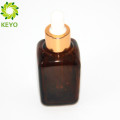 Botella del dropper de cristal del aceite esencial del ámbar cuadrado cosmético vacío de 30ml